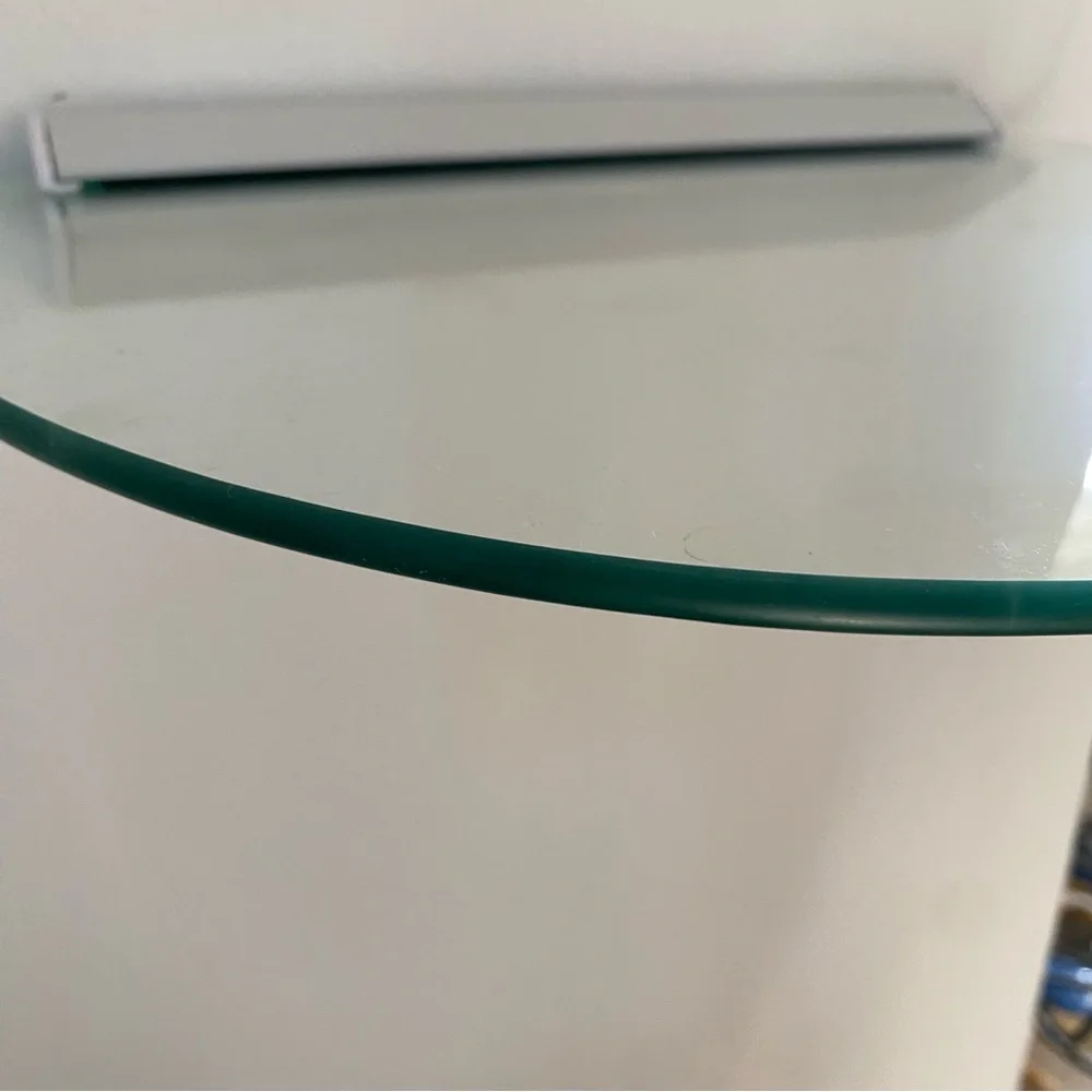 Vintage 1990s Glass Shelf - Half Round Wall Shelf - Floating Shelf - Plant Shelf